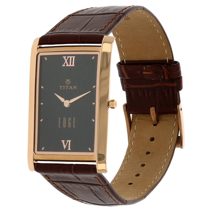 Titan Quartz Analog Blue Dial Leather Strap Watch for Men-NH1598WL03