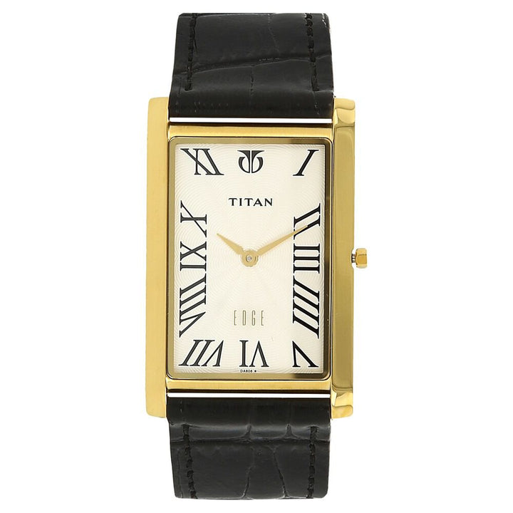 Titan Quartz Analog White Dial Leather Strap Watch for Men-NH1598YL01