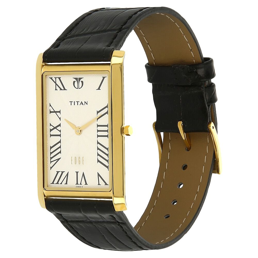 Titan Quartz Analog White Dial Leather Strap Watch for Men-NH1598YL01