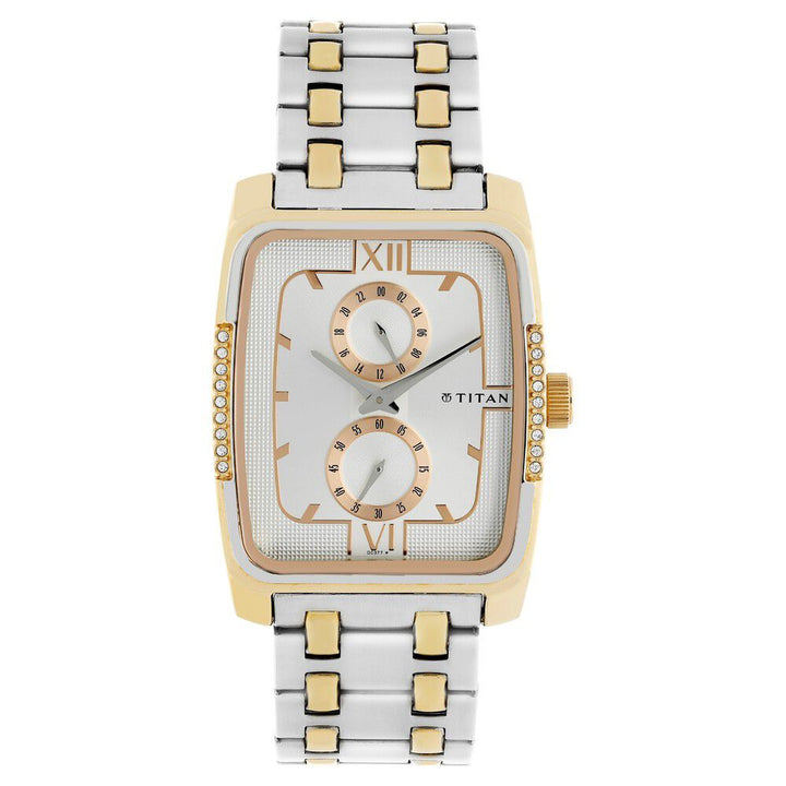 Titan Quartz Analog Silver Dial Stainless Steel Strap Watch for Men-NF1600KM01