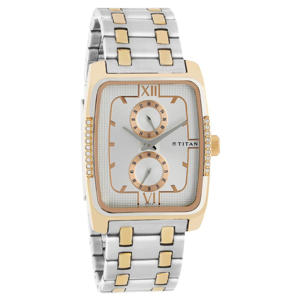 Titan Quartz Analog Silver Dial Stainless Steel Strap Watch for Men-NF1600KM01