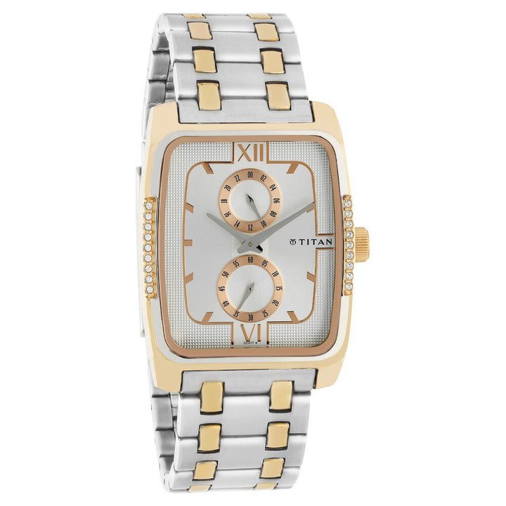 Titan Quartz Analog Silver Dial Stainless Steel Strap Watch for Men-NF1600KM01
