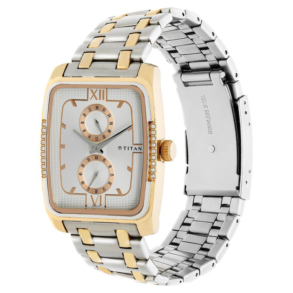 Titan Quartz Analog Silver Dial Stainless Steel Strap Watch for Men-NF1600KM01