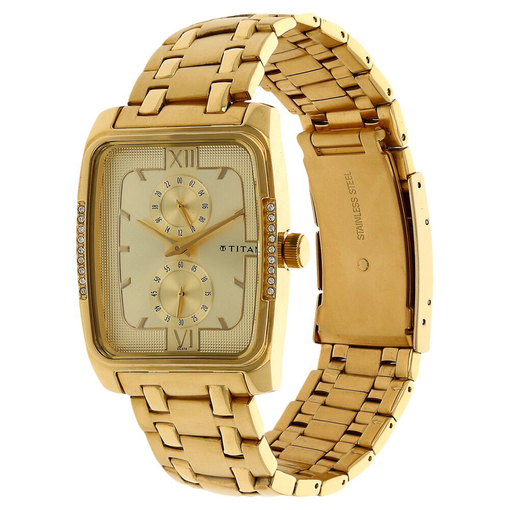 Titan Regallia Champagne Dial Analog Stainless Steel Strap watch for Men-1600YM01