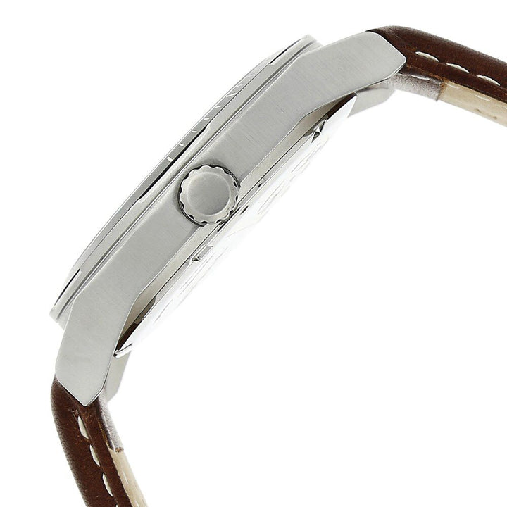 Titan Quartz Analog with Date Silver Dial Leather Strap Watch for Men-1602SL01