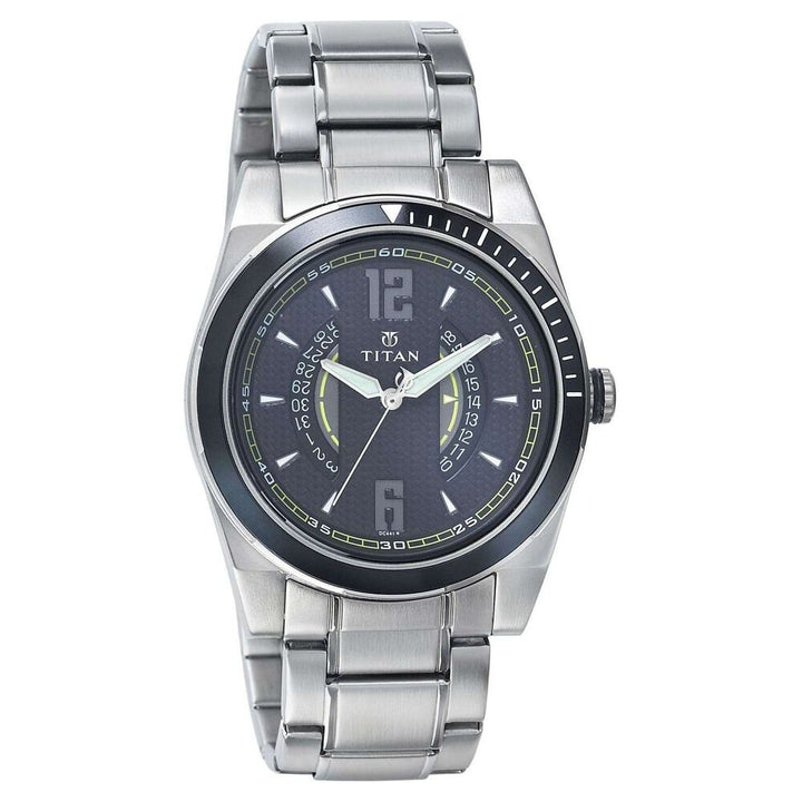 Titan Quartz Analog with Date Black Dial Stainless Steel Strap Watch for Men-1602SM01