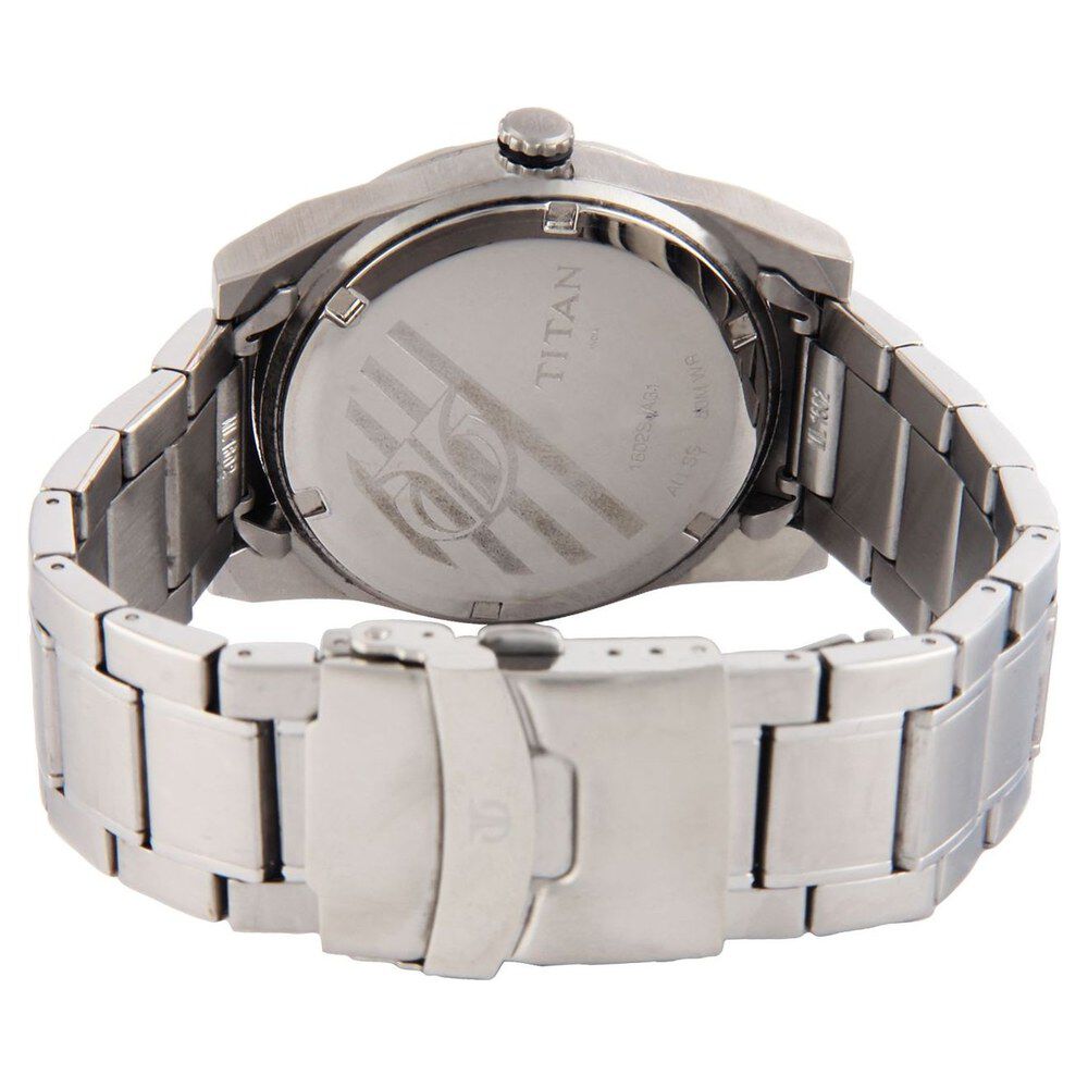 Titan Quartz Analog with Date Black Dial Stainless Steel Strap Watch for Men-1602SM01