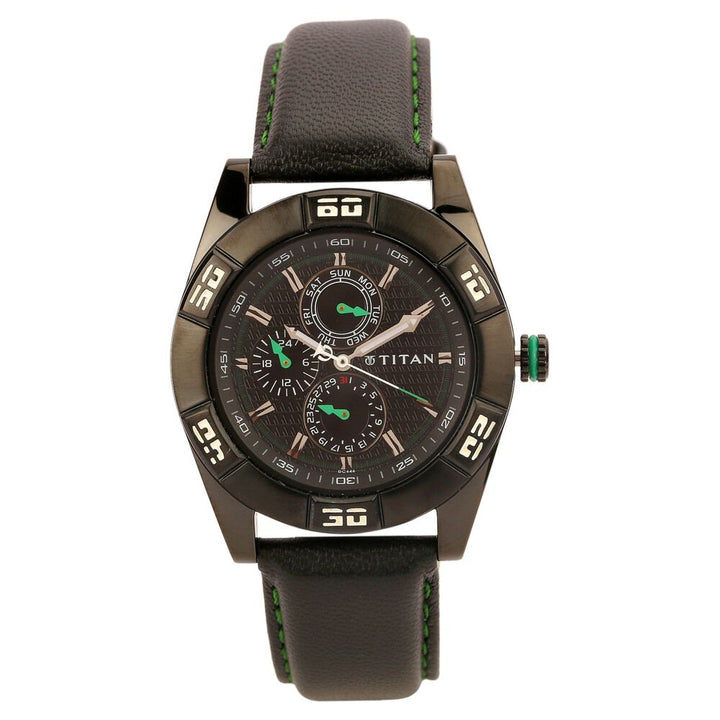 Titan Quartz Multifunction Black Dial Watch for Men-1603NL01