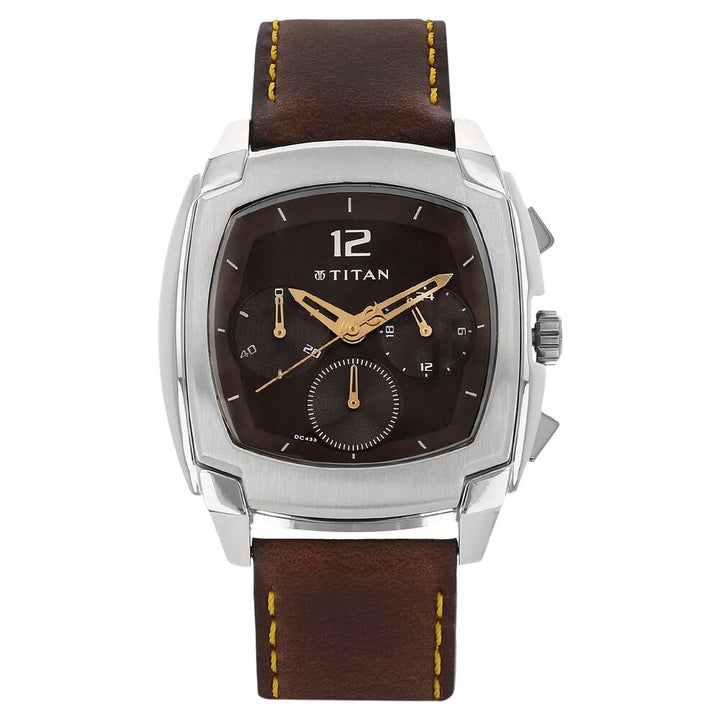 Titan Chronograph Black Dial Men Leather Strap watch-NE1609SL02