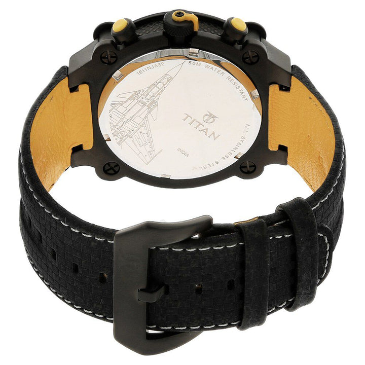 Titan Squadron Black Dial Chronograph Leather Strap watch for Men 1611NL01