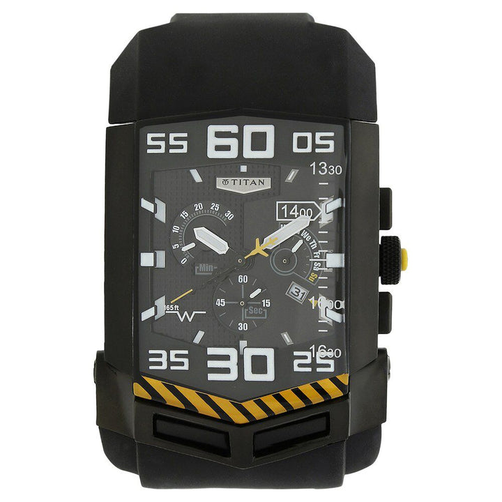 Titan Squadron Black Dial Chrono Stainless Strap watch for Men-1612NP01