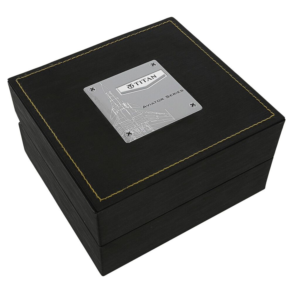 Titan Squadron Yellow Dial Chronograph Stainless Steel Strap watch for Men-1613NP01