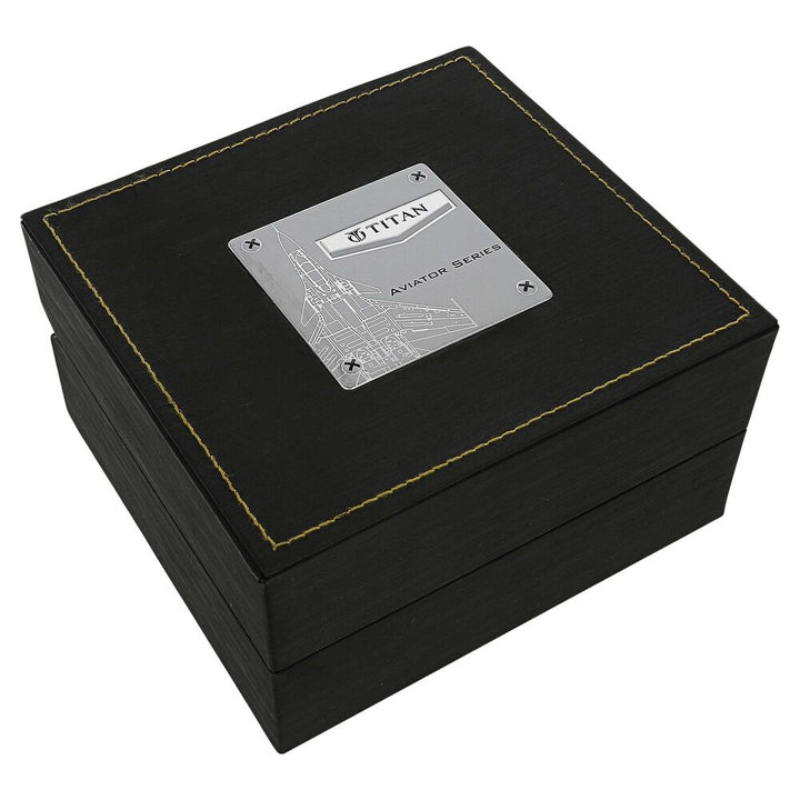 Titan Squadron Yellow Dial Chronograph Stainless Steel Strap watch for Men-1613NP01