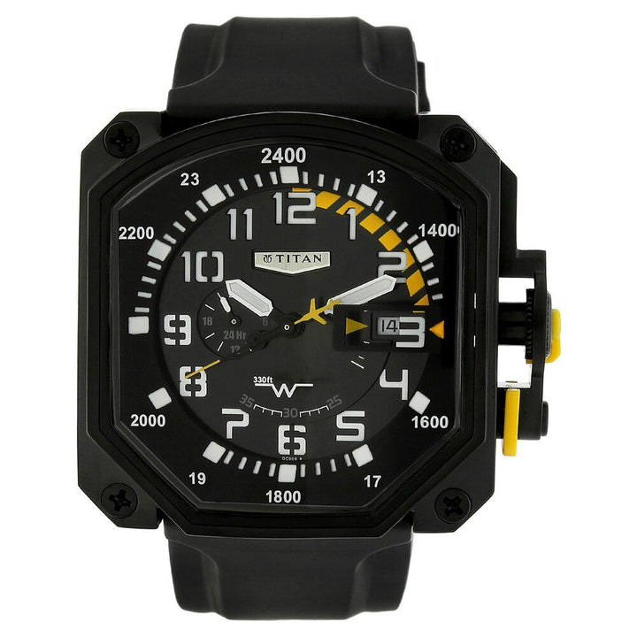 Titan Squadron Black Dial Quartz Multifunction Plastic Strap watch for Men-1614NP01