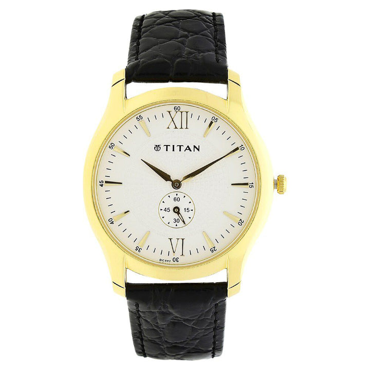 Titan Quartz Analog White Dial Metal Strap Watch for Men-1616YL01