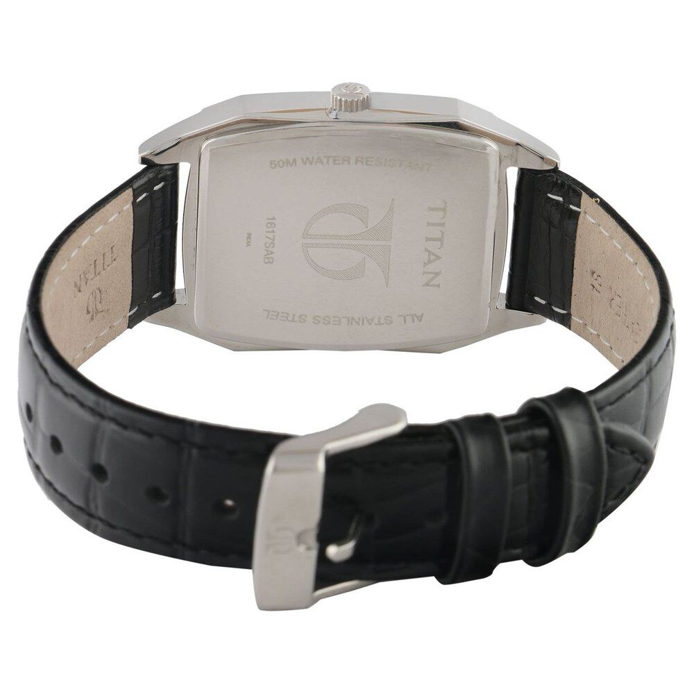Titan Quartz Multifunction Black Dial Leather Strap Watch for Men-1617SL01