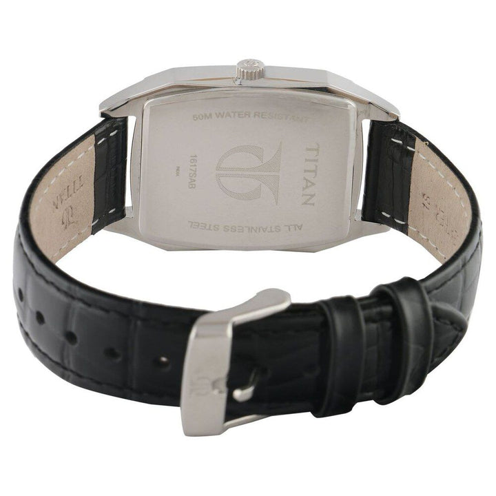 Titan Quartz Multifunction Black Dial Leather Strap Watch for Men-1617SL01
