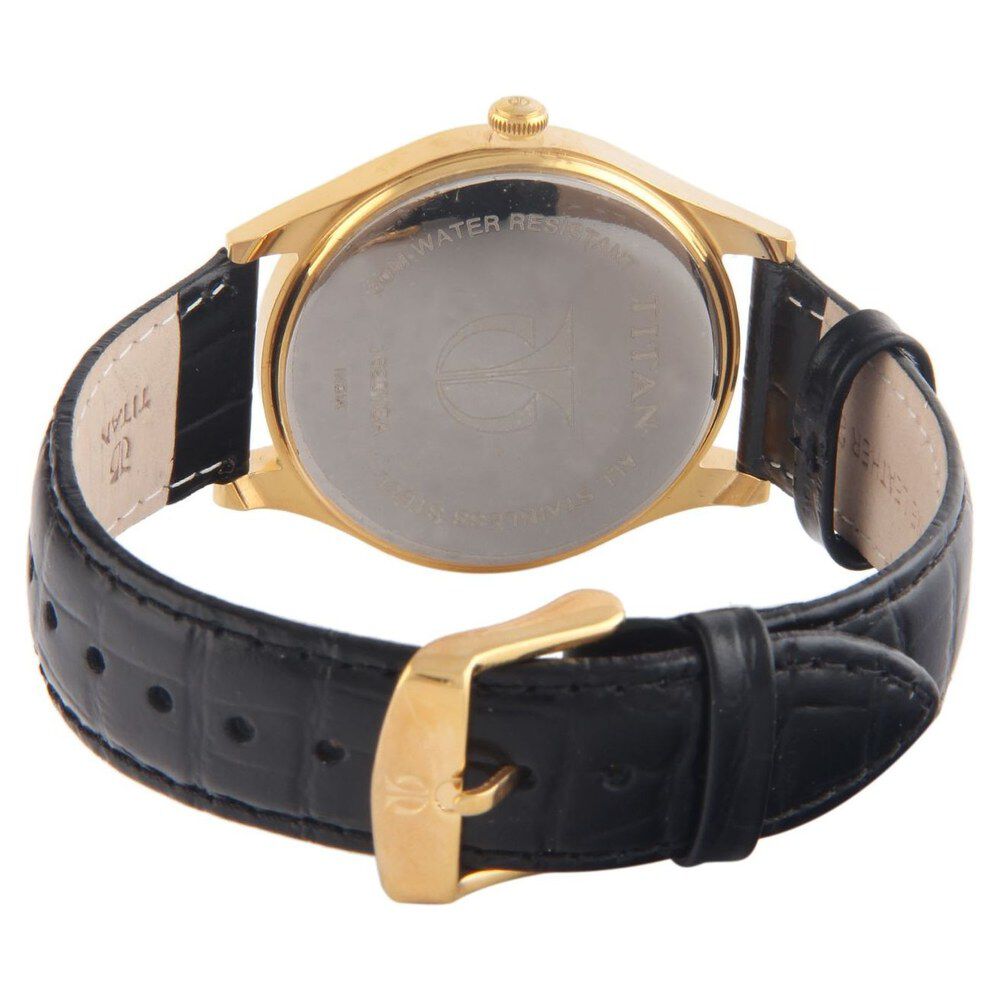 Titan Quartz Multifunction Silver Dial Leather Strap Watch for Men-NF1620YL01