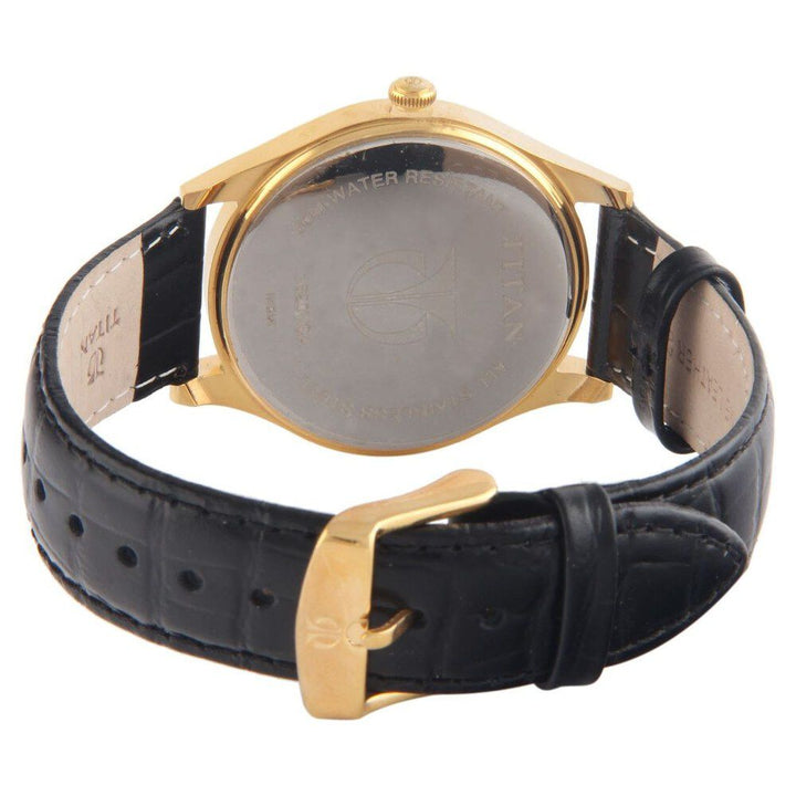 Titan Quartz Multifunction Silver Dial Leather Strap Watch for Men-NF1620YL01