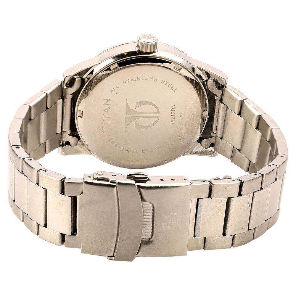 Titan Quartz Analog Blue Dial Stainless Steel Strap Watch for Men-1621SM03J