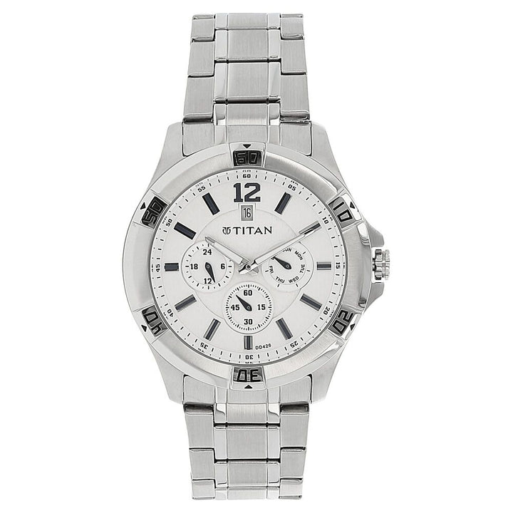 Titan Quartz Analog Silver Dial Watch for Men-1622SM02J