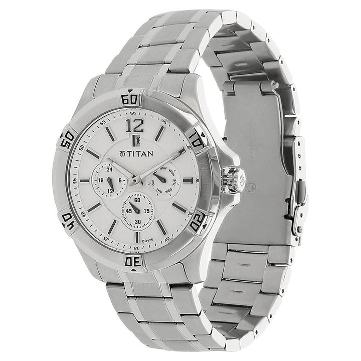 Titan Quartz Analog Silver Dial Watch for Men-1622SM02J