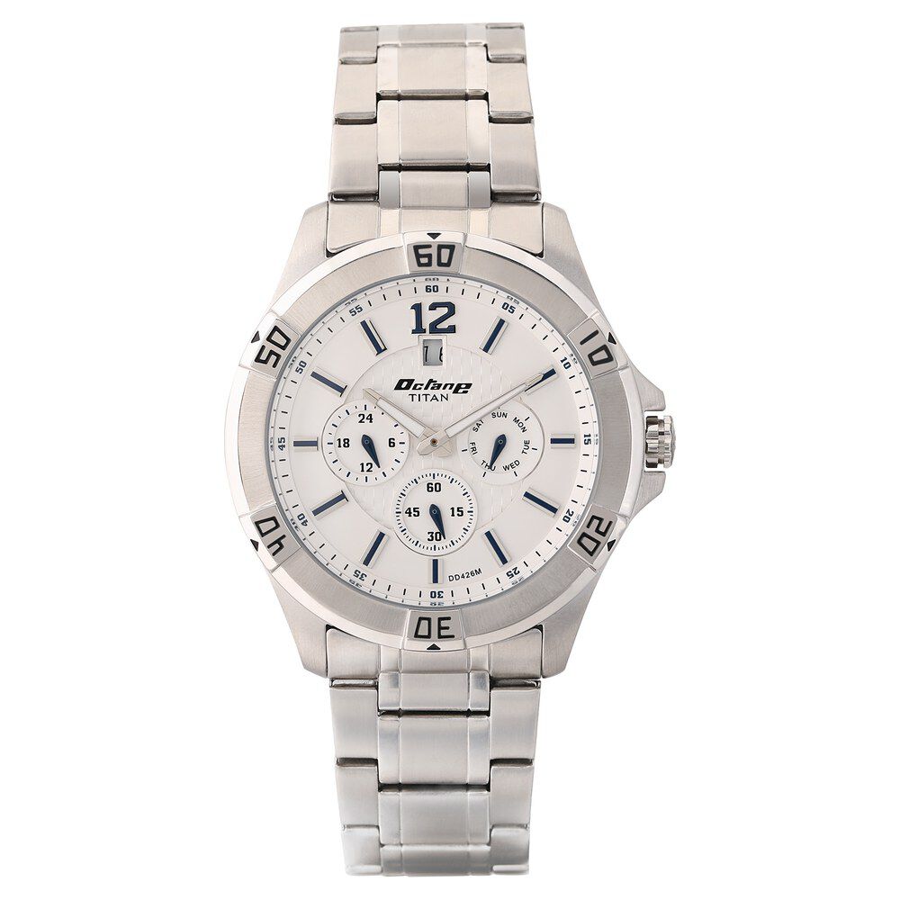 Titan Quartz Analog Silver Dial Stainless Steel Strap Watch for Men-NK1622SM02M