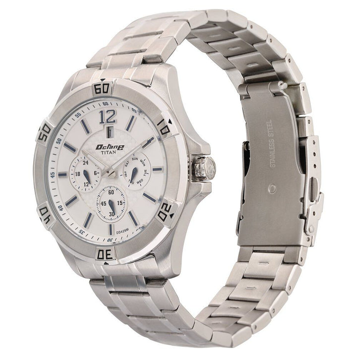 Titan Quartz Analog Silver Dial Stainless Steel Strap Watch for Men-NK1622SM02M