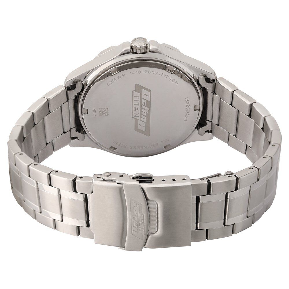 Titan Quartz Analog Silver Dial Stainless Steel Strap Watch for Men-NK1622SM02M