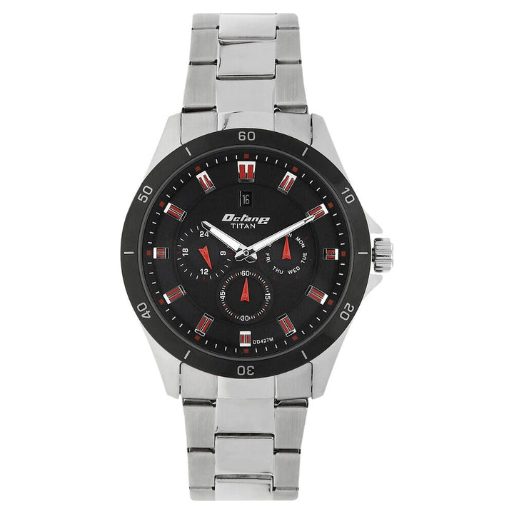 Titan Quartz Analog Black Dial Stainless Steel Strap Watch for Men-1623KM01M
