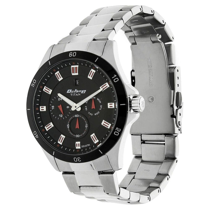 Titan Quartz Analog Black Dial Stainless Steel Strap Watch for Men-1623KM01M