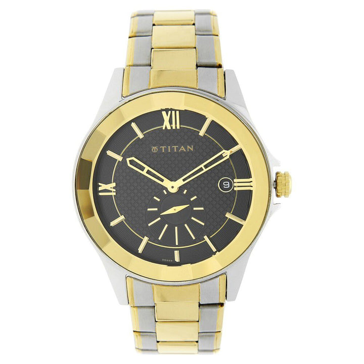 Titan Regalia Black Dial Analog with Date Stainless Steel Strap watch for Men-NF1626BM02