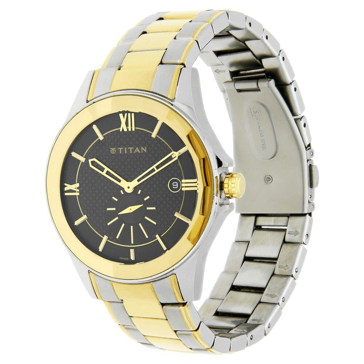 Titan Regalia Black Dial Analog with Date Stainless Steel Strap watch for Men-NF1626BM02