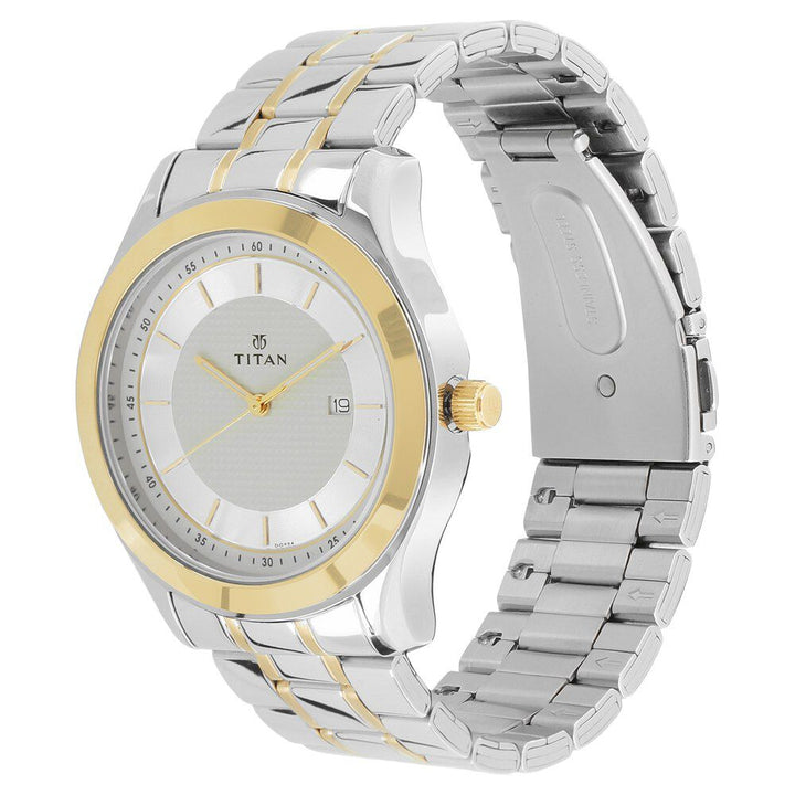 Titan Regalia Baron Silver Dial Analog with Date Stainless Steel Strap Watch for Men NR1627BM03