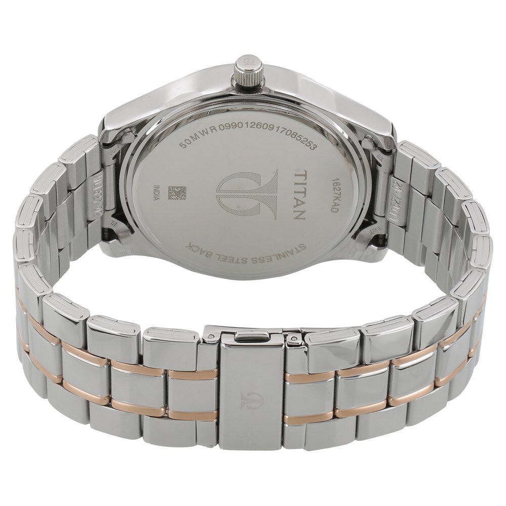 Titan Regalia Baron White Dial Analog with Date Stainless Steel Strap Watch for Men NP1627KM01