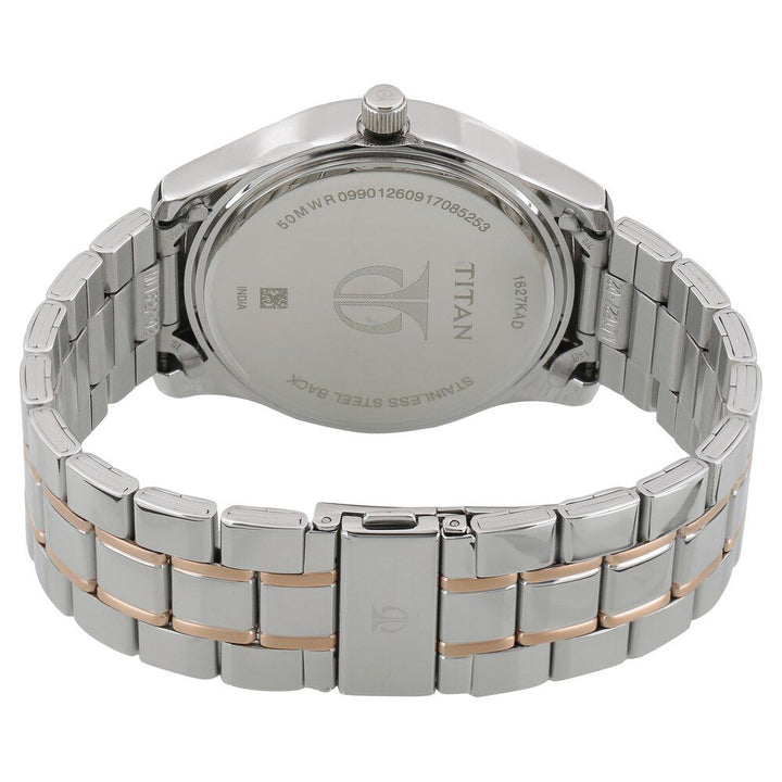 Titan Regalia Baron White Dial Analog with Date Stainless Steel Strap Watch for Men NP1627KM01