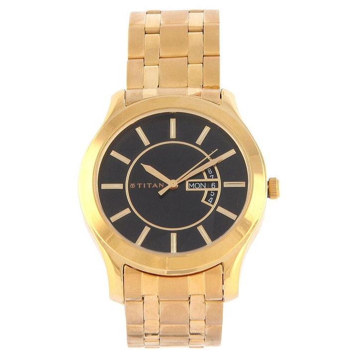 Titan Quartz Analog with Day and Date Black Dial Watch for Men-1627YM03