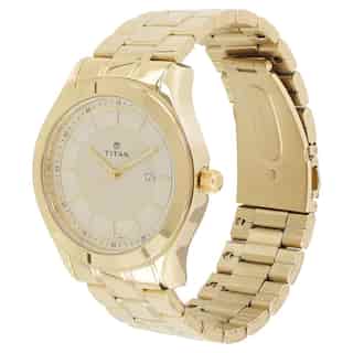Titan Champagne Dial Golden Stainless Steel Strap Watch NN1627YM04 (DG933)