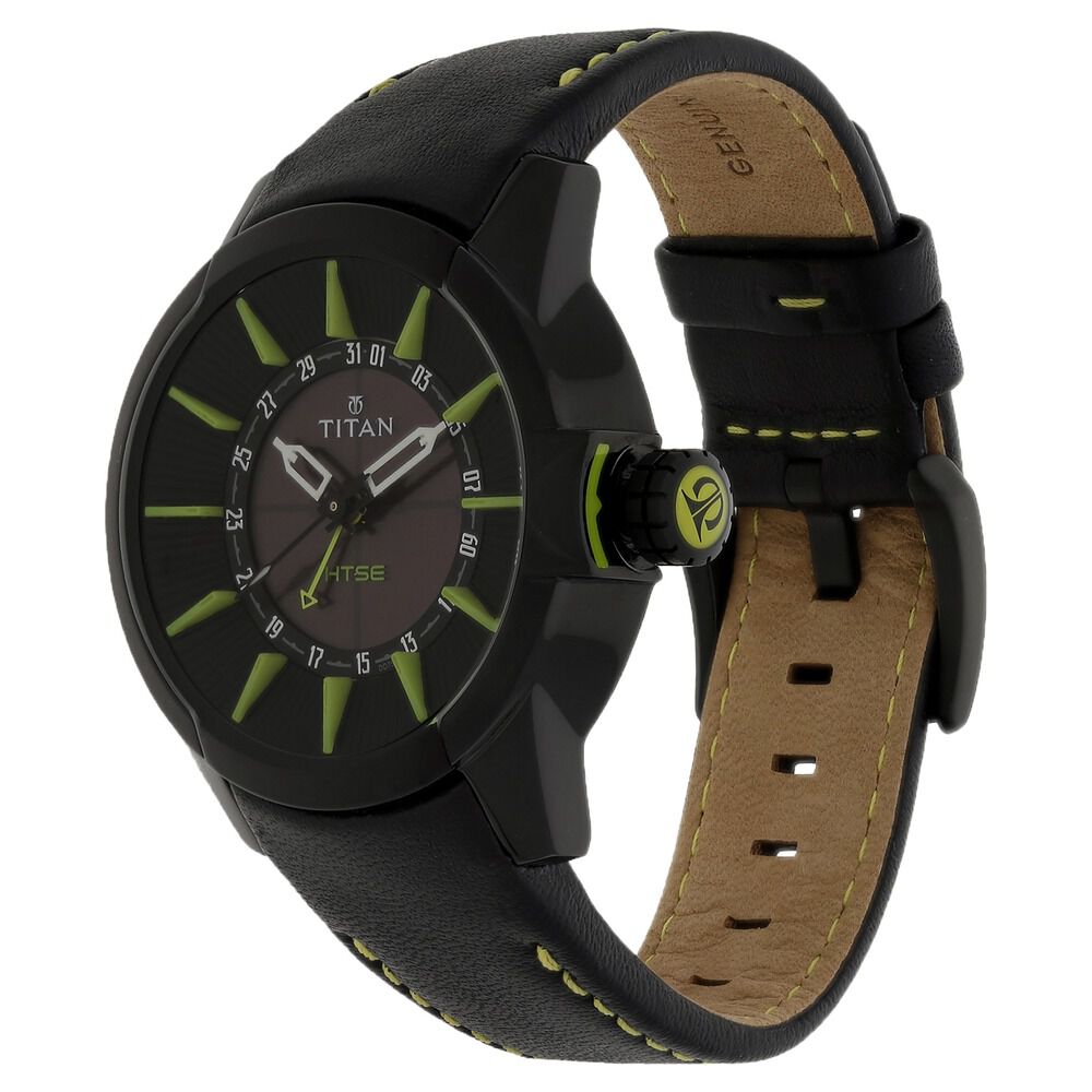 Titan Solar Powered Brown Dial Leather Strap watch for Men-1629NL01