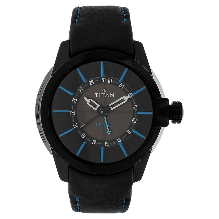 Titan Solar Powered Black Dial Quartz Leather Strap watch for Men-1629NL02