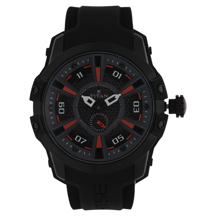 Titan Solar Powered Black Dial Quartz Stainless Steel Strap Watch for Men-1630NP03