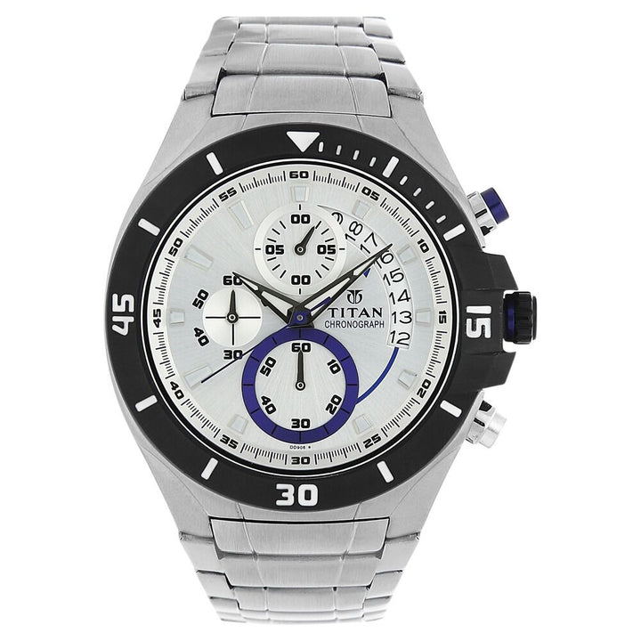 Titan Quartz Chronograph White Dial Watch for Men-1631KM02