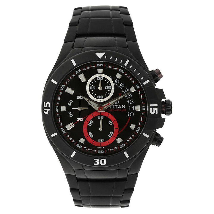Titan Quartz Chronograph Black Dial Watch for Men-NF1631KM03