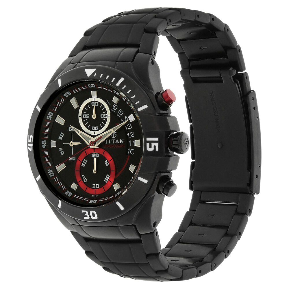 Titan Quartz Chronograph Black Dial Watch for Men-NF1631KM03