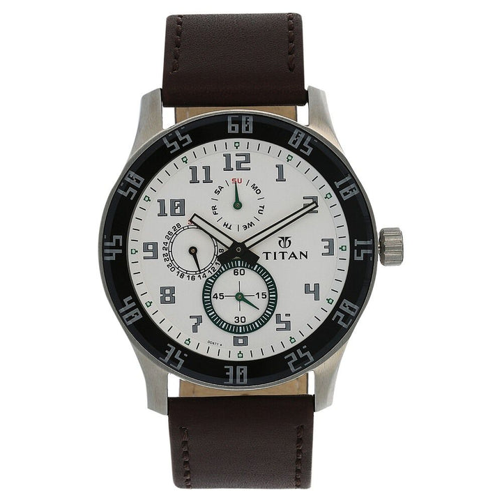 Titan Quartz Multifunction Silver Dial Watch for Men-1632SL01