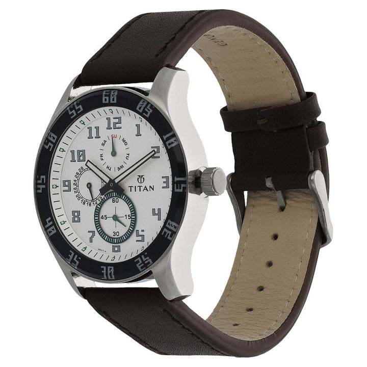 Titan Quartz Multifunction Silver Dial Watch for Men-1632SL01