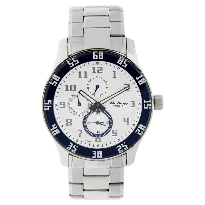 Titan Octane Silver Dial Quartz Multifunction Stainless Steel Strap Watch for Men-NK1632SM01M