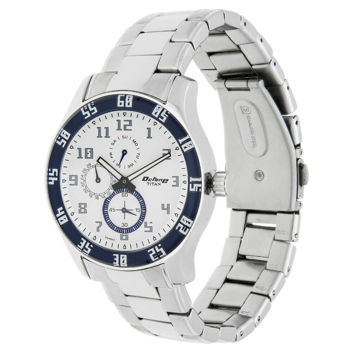 Titan Quartz Multifunction Silver Dial Watch for Men-1632SM01