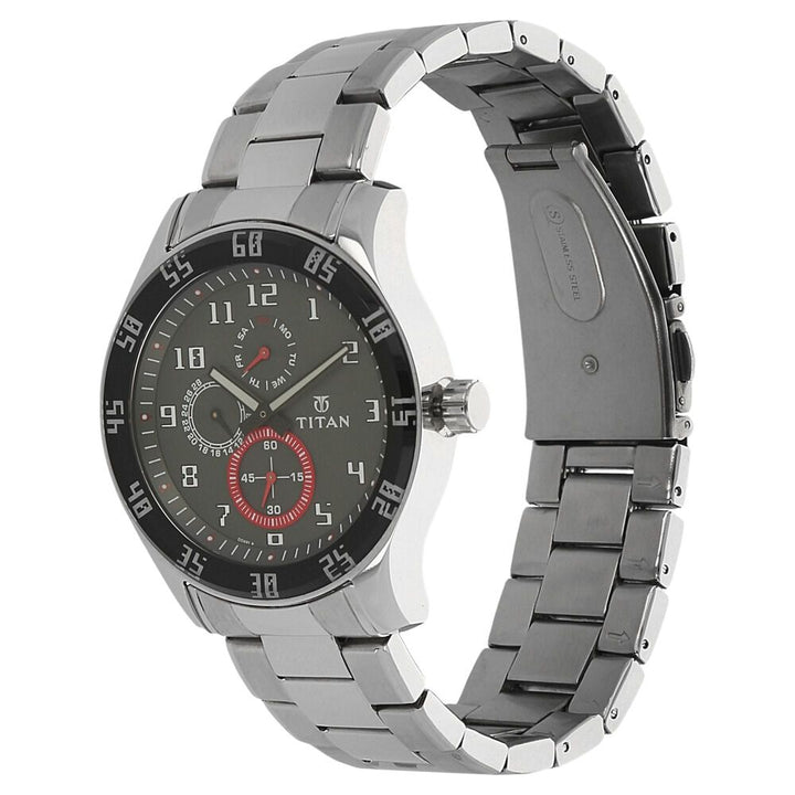 Titan Quartz Multifunction Grey Dial Watch for Men-1632SM02