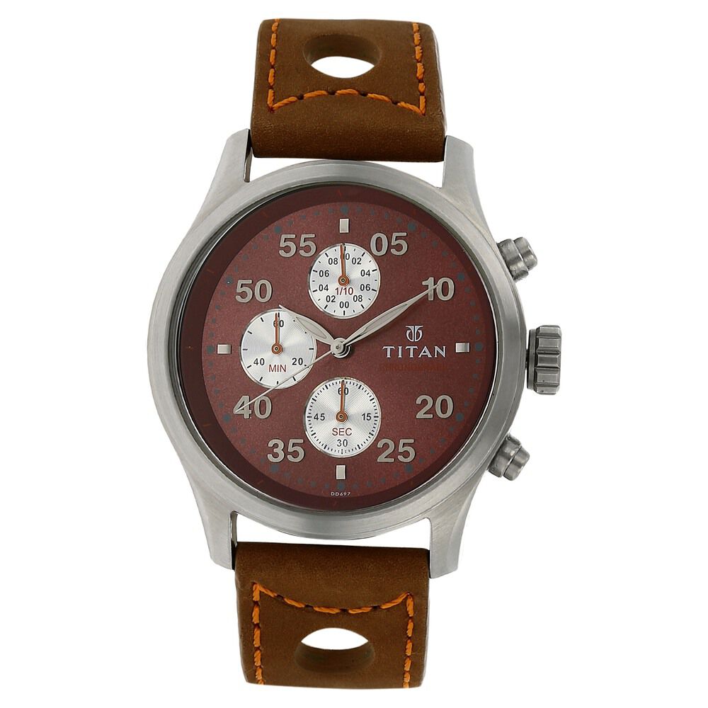 Titan Chronograph Brown Dial Leather Strap watch for Men-1634SL03 – The ...